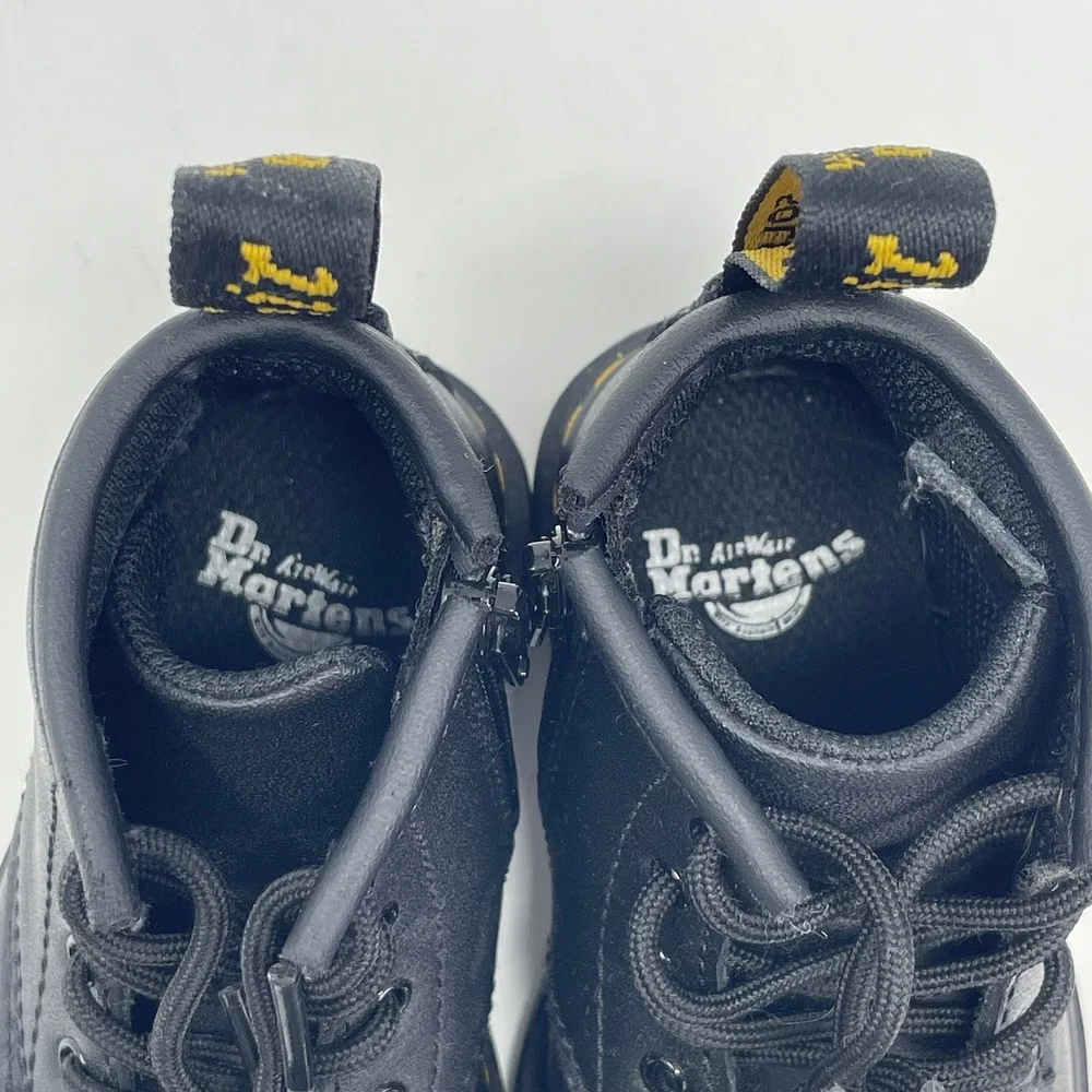 Dr Martens 1460 I Softy T Toddler Boots Black Leather Lace Up Zip Side Size 5 US